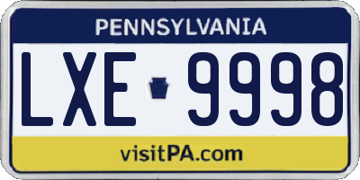 PA license plate LXE9998