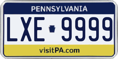PA license plate LXE9999
