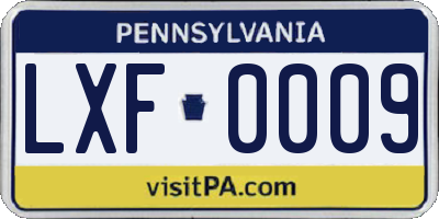 PA license plate LXF0009