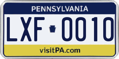 PA license plate LXF0010