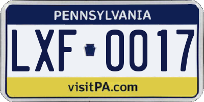 PA license plate LXF0017