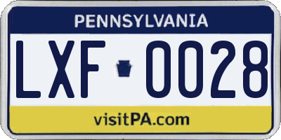 PA license plate LXF0028