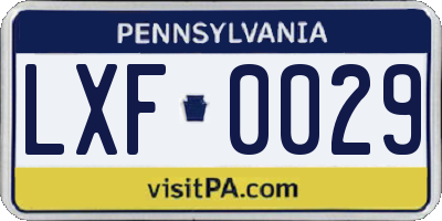 PA license plate LXF0029