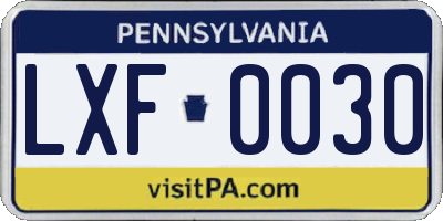 PA license plate LXF0030
