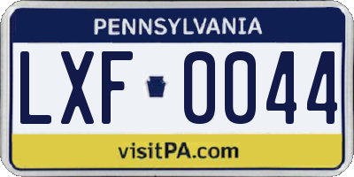 PA license plate LXF0044
