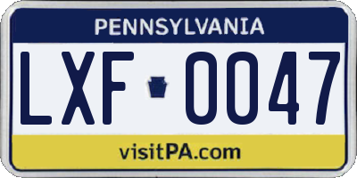 PA license plate LXF0047