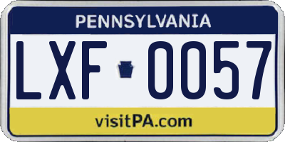 PA license plate LXF0057