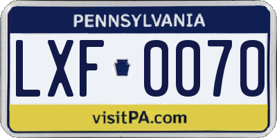 PA license plate LXF0070