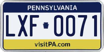 PA license plate LXF0071