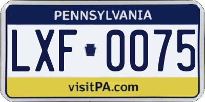 PA license plate LXF0075