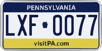 PA license plate LXF0077