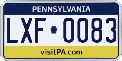 PA license plate LXF0083