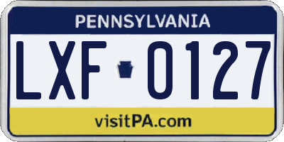 PA license plate LXF0127