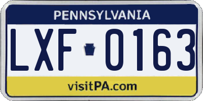PA license plate LXF0163