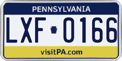 PA license plate LXF0166