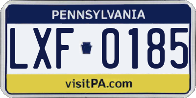 PA license plate LXF0185