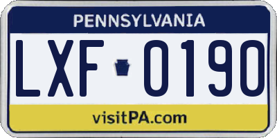 PA license plate LXF0190