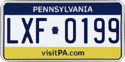 PA license plate LXF0199