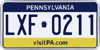 PA license plate LXF0211