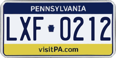 PA license plate LXF0212