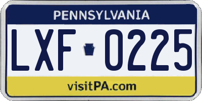 PA license plate LXF0225