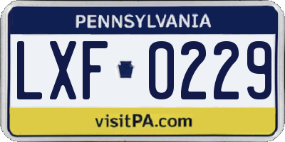 PA license plate LXF0229
