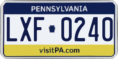 PA license plate LXF0240