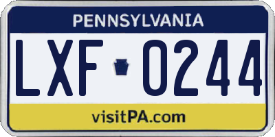 PA license plate LXF0244