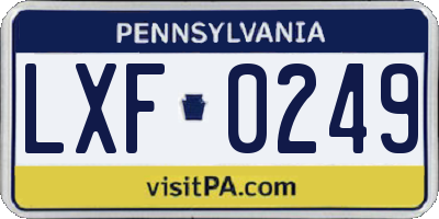 PA license plate LXF0249