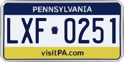 PA license plate LXF0251
