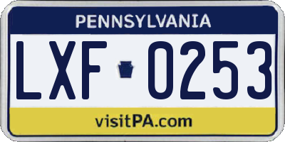 PA license plate LXF0253