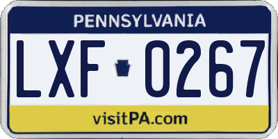 PA license plate LXF0267