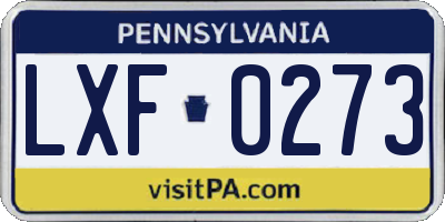 PA license plate LXF0273