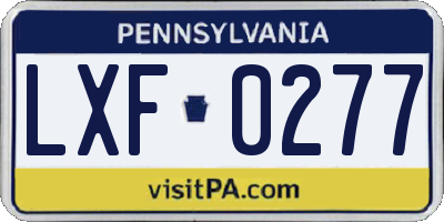 PA license plate LXF0277