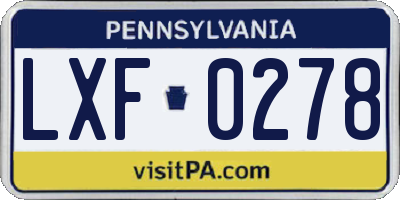 PA license plate LXF0278