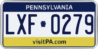 PA license plate LXF0279
