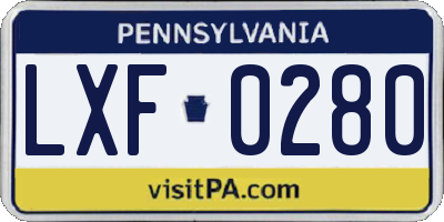 PA license plate LXF0280