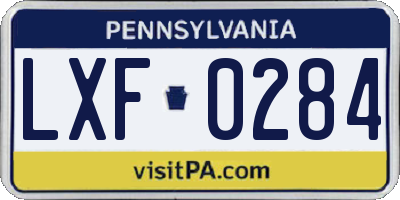 PA license plate LXF0284