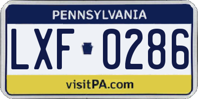 PA license plate LXF0286
