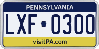 PA license plate LXF0300