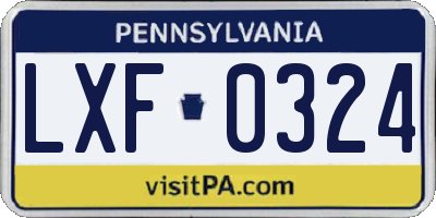 PA license plate LXF0324