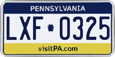 PA license plate LXF0325