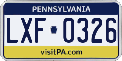 PA license plate LXF0326
