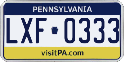 PA license plate LXF0333