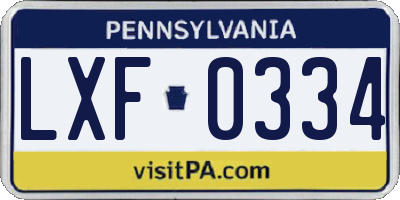 PA license plate LXF0334