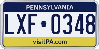 PA license plate LXF0348