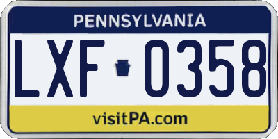 PA license plate LXF0358