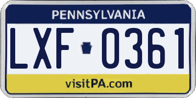 PA license plate LXF0361