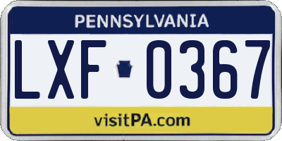 PA license plate LXF0367