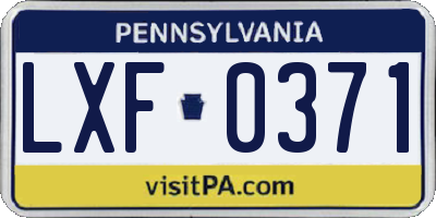 PA license plate LXF0371